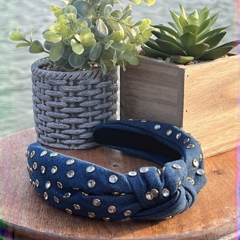 Retro Denim Stud Headband